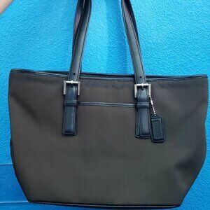 Authentic Coach Leather Canvas Handbag Purse brushed Nickle hardware